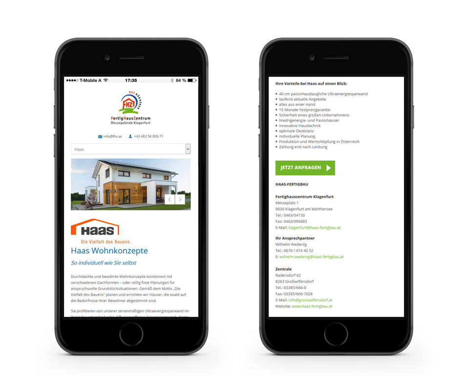 FHZ - Haas Wohnkonzepte - Smartphoneansicht